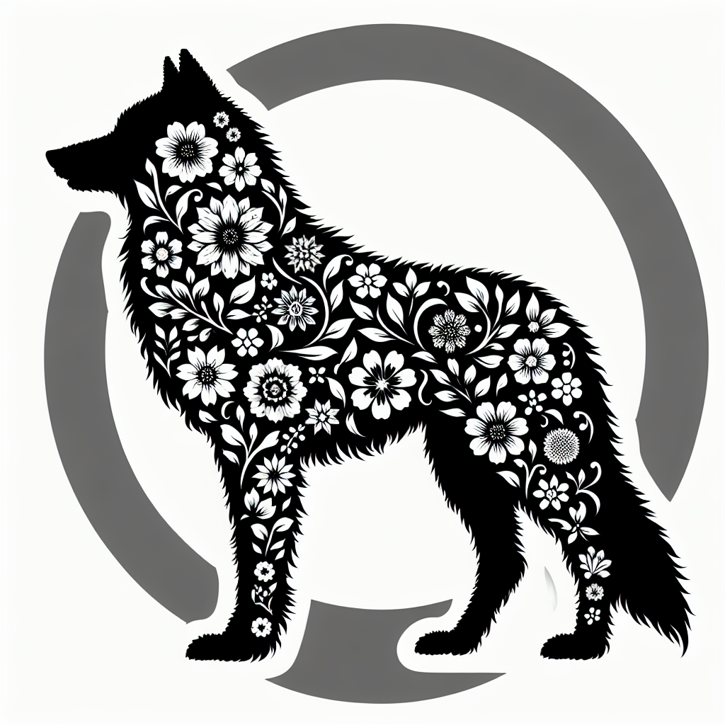 Wolf From Flowers Vector Silhouette | High-quality Digital SVG