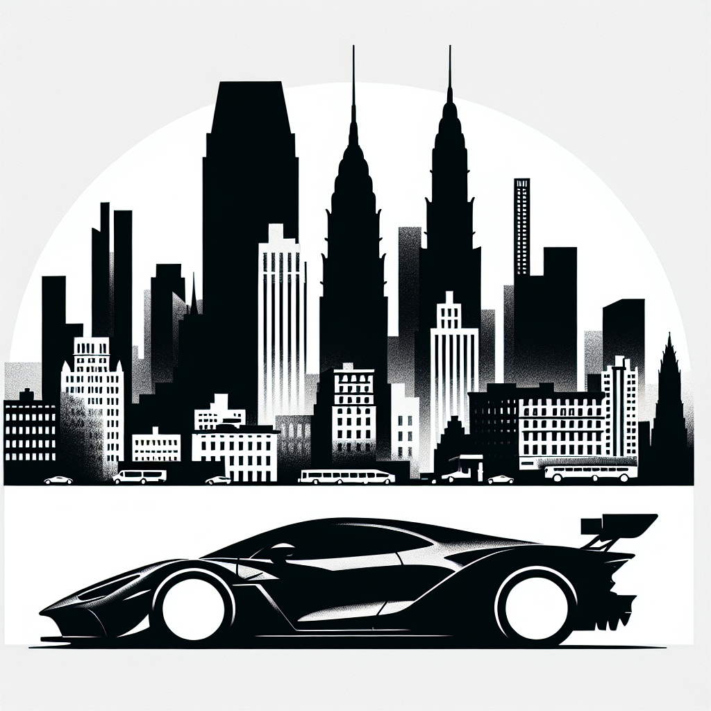 Supercar In New York Vector Silhouette | Digital Download SVG
