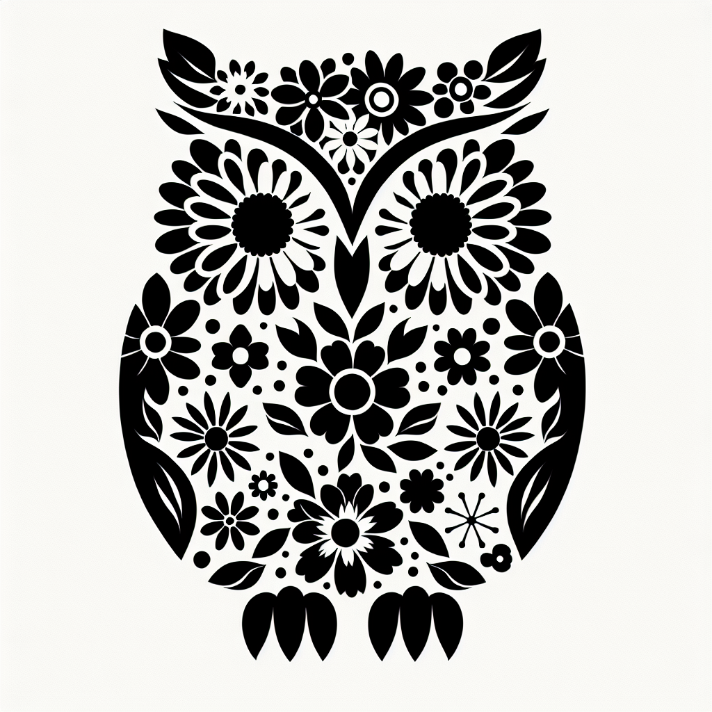 Owl From Flowers Vector Silhouette | High-quality Digital SVG