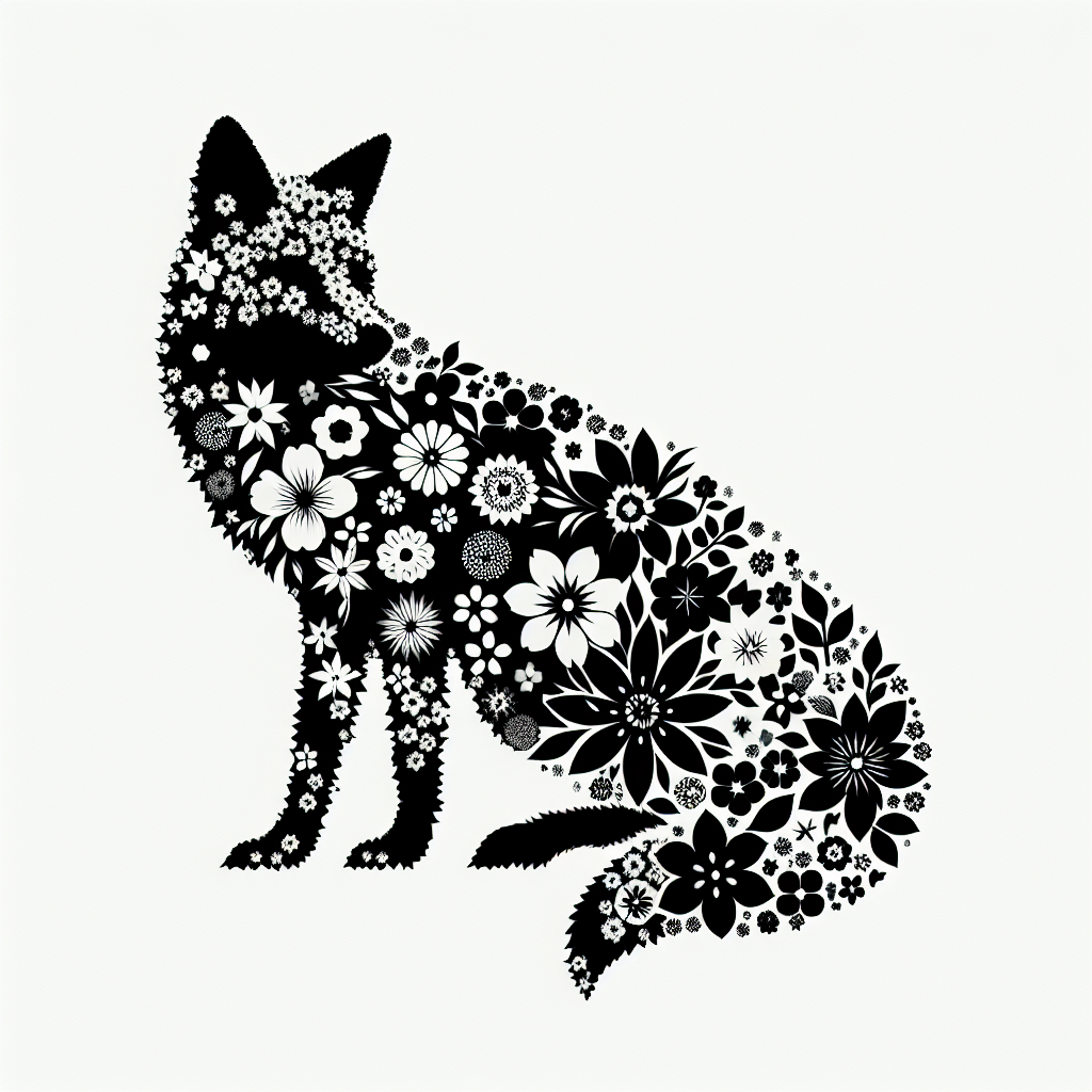 Fox From Flowers Vector Silhouette | High-quality Digital SVG