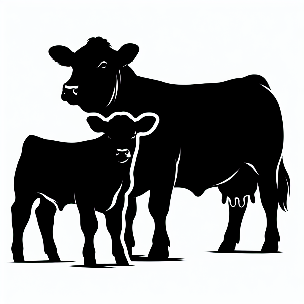 Cow & Calf Angus Vector Silhouette | High-quality Digital SVG
