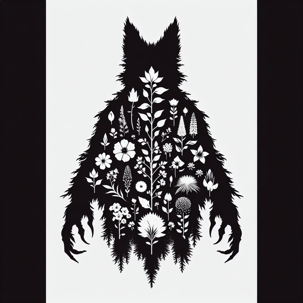 Wildlife & Forest Creatures With Flowers Inside Vector Silhouette