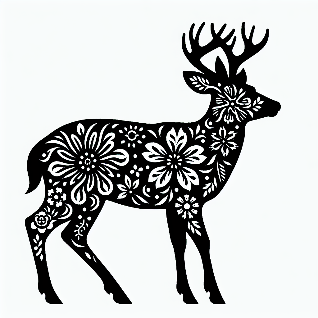 Buck Creatures Made From Flowers Vector Silhouette Digital Download