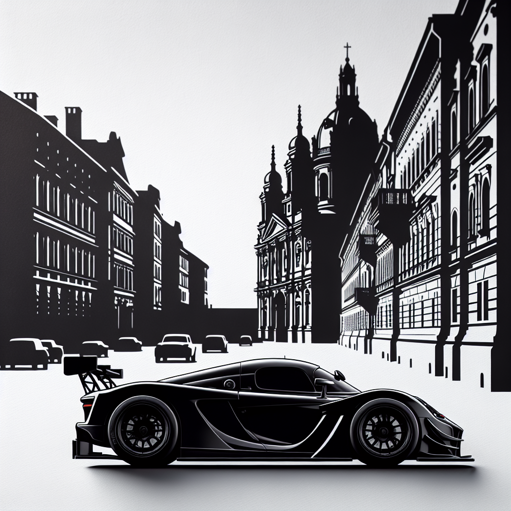Supercar Old City Vector Silhouette | High-quality Digital SVG