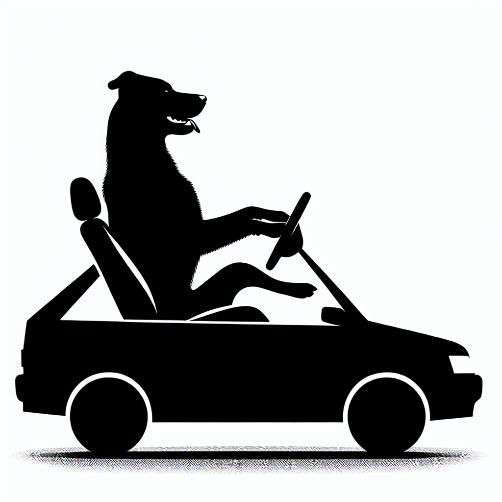 Dog Driving Car Vector Silhouette | High-Quality Digital SVG