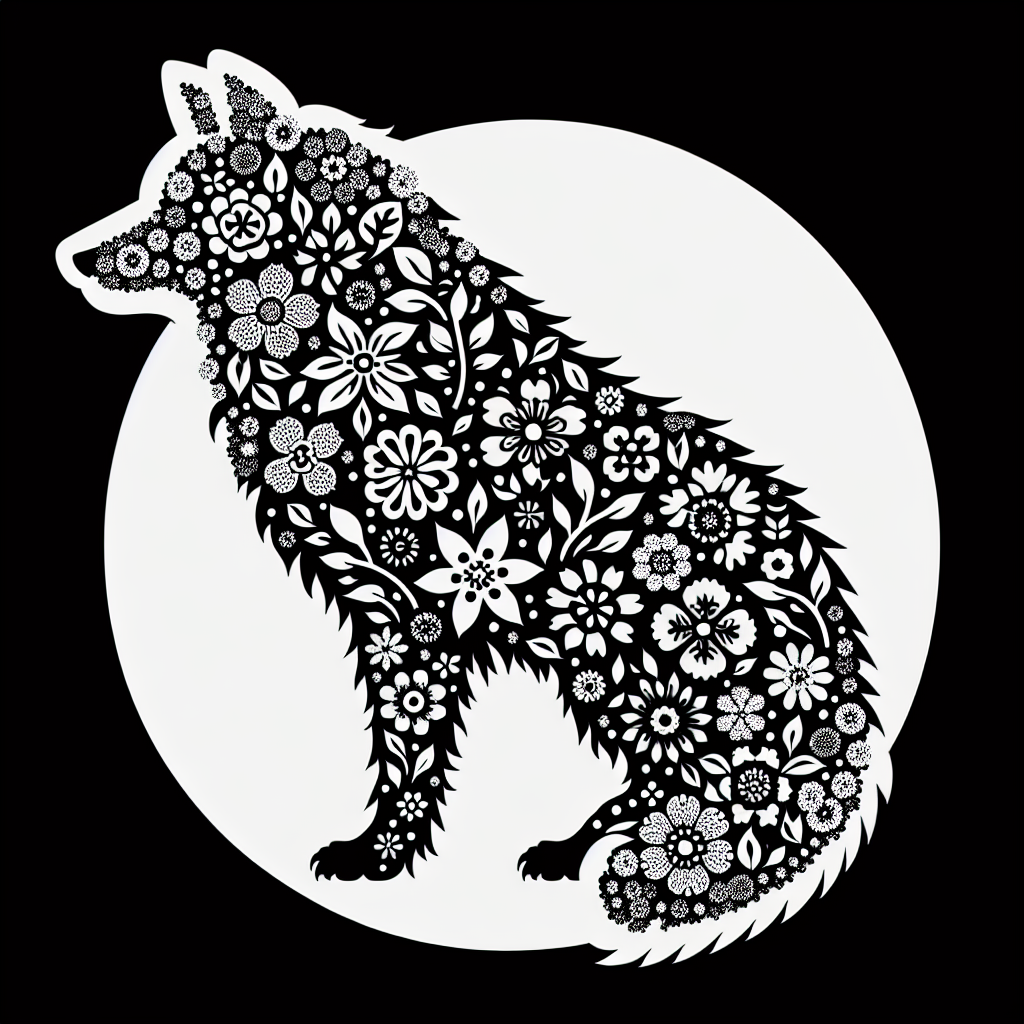 Wildlife Wolf Made From Flowers Vector Silhouette Download | SVG Files