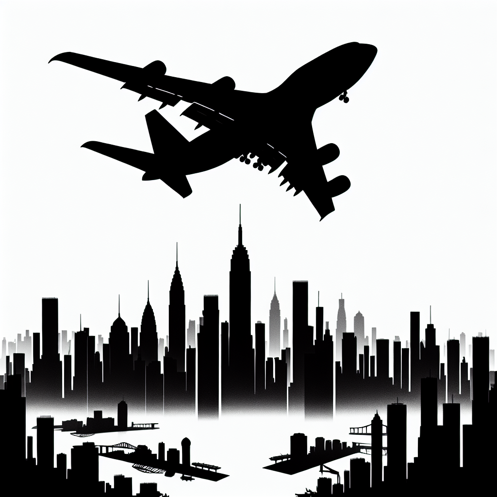 Airplane Aboce The City Vector Silhouette | Digital Download SVG