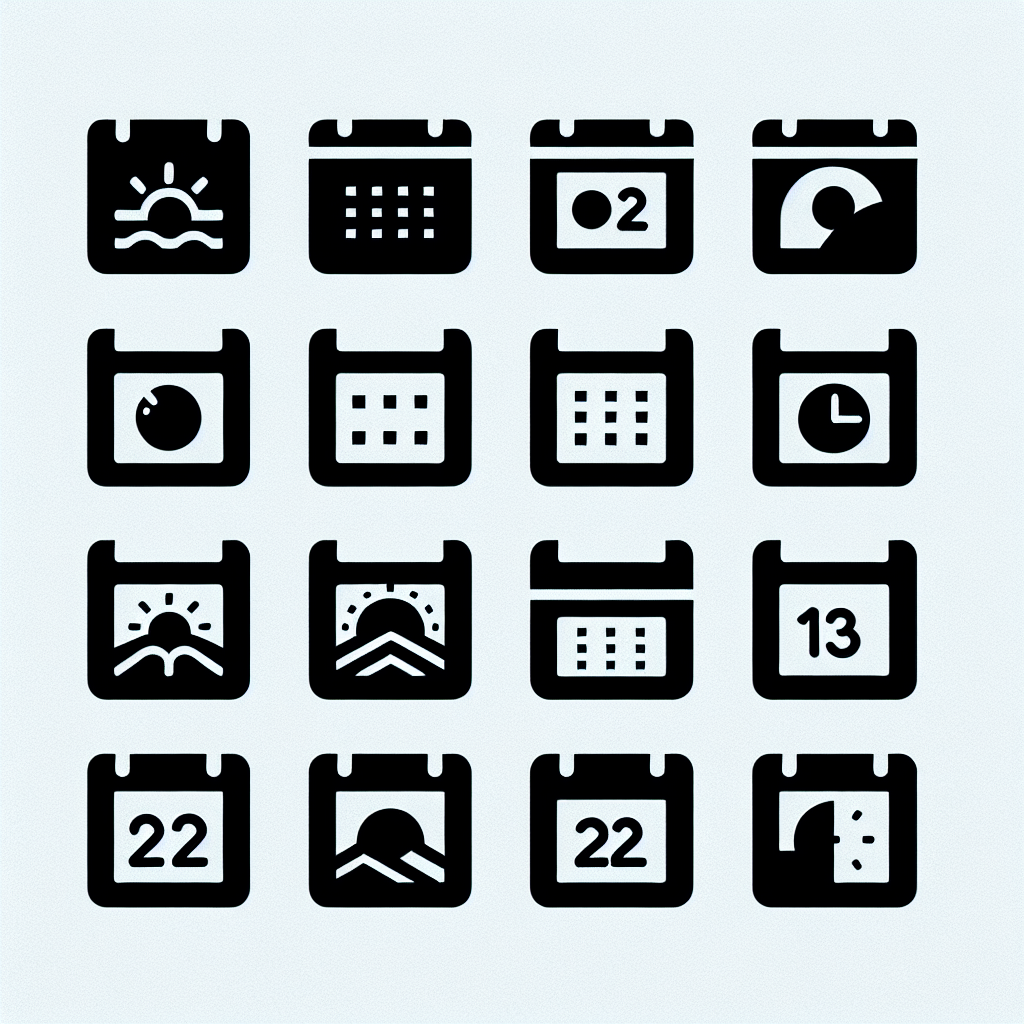 Calendar Icons 12 Pack Vector Silhouette | Digital Download SVG