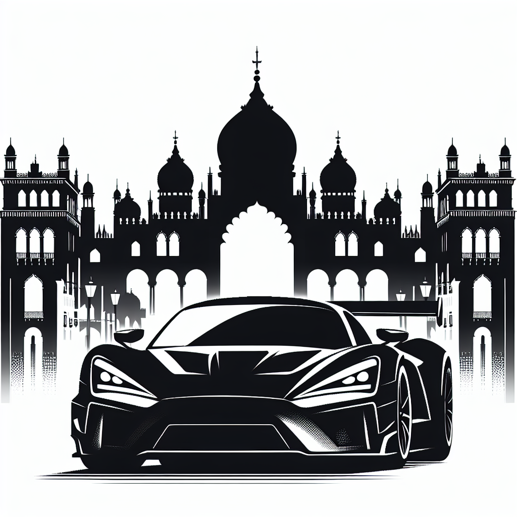 Supercar Old City Vector Silhouette | High-quality Digital SVG