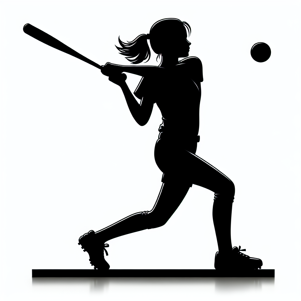Softball / Sports-playing Girl Silhouettes Vector Silhouette Digital