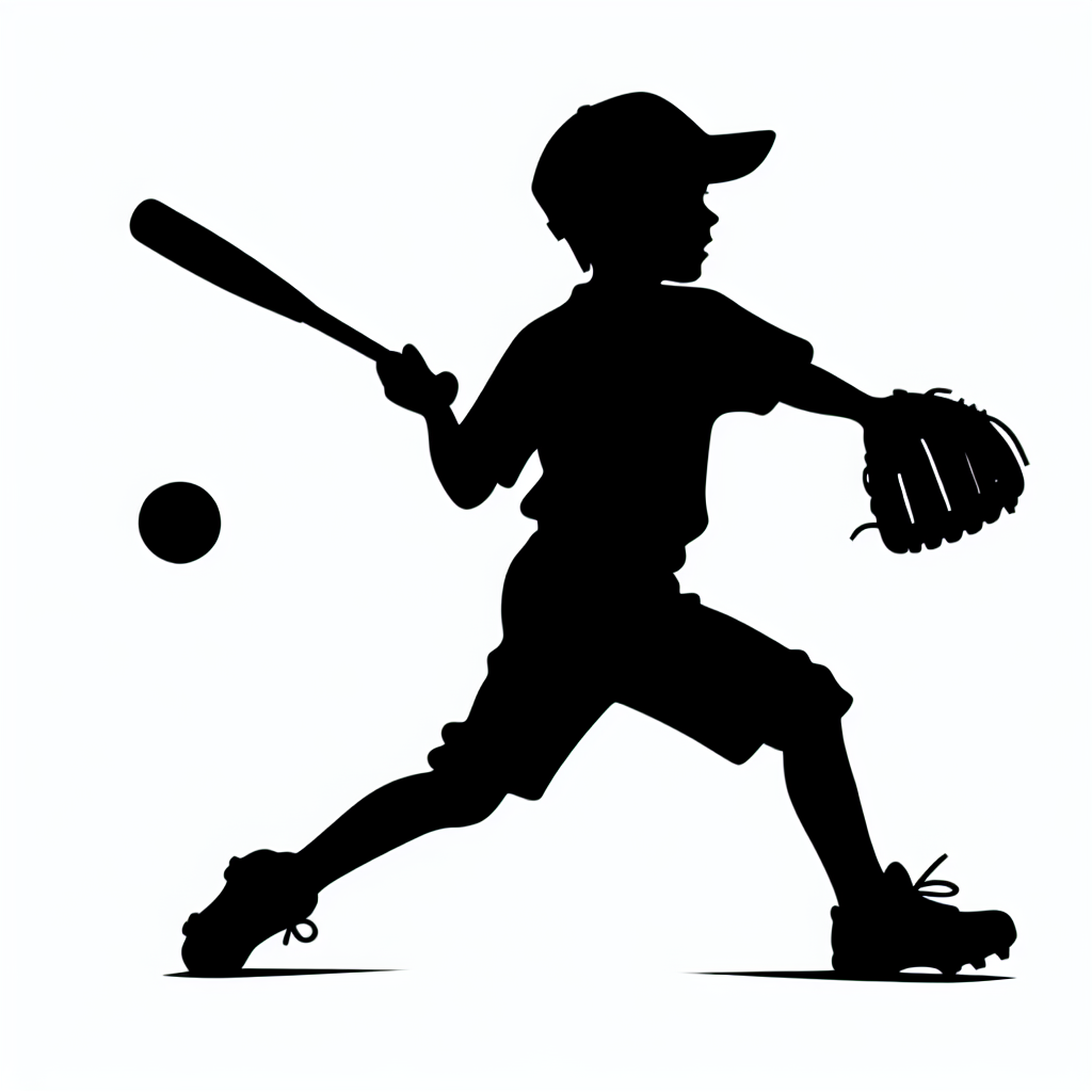 Softball / Sports-playing Boy Silhouettes Vector Silhouette Digital