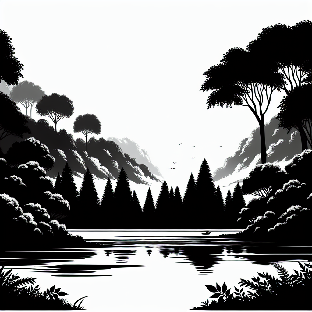 Nature Forest Lake River Vector Silhouette | Digital Download SVG