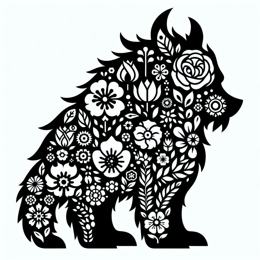 Wildlife & Forest Creatures With Flowers Inside Vector Silhouette
