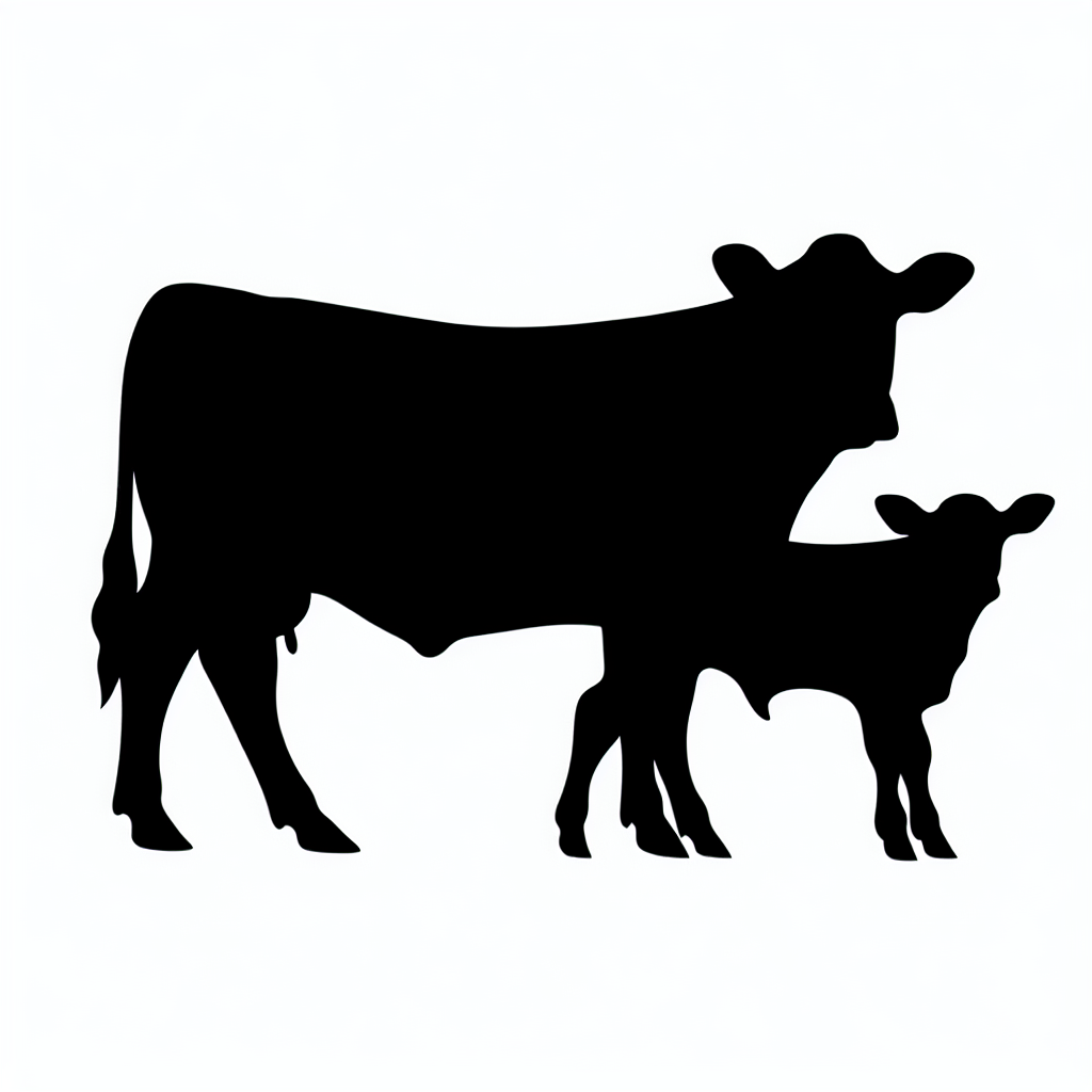 Cow & Calf Angus Vector Silhouette | High-quality Digital SVG