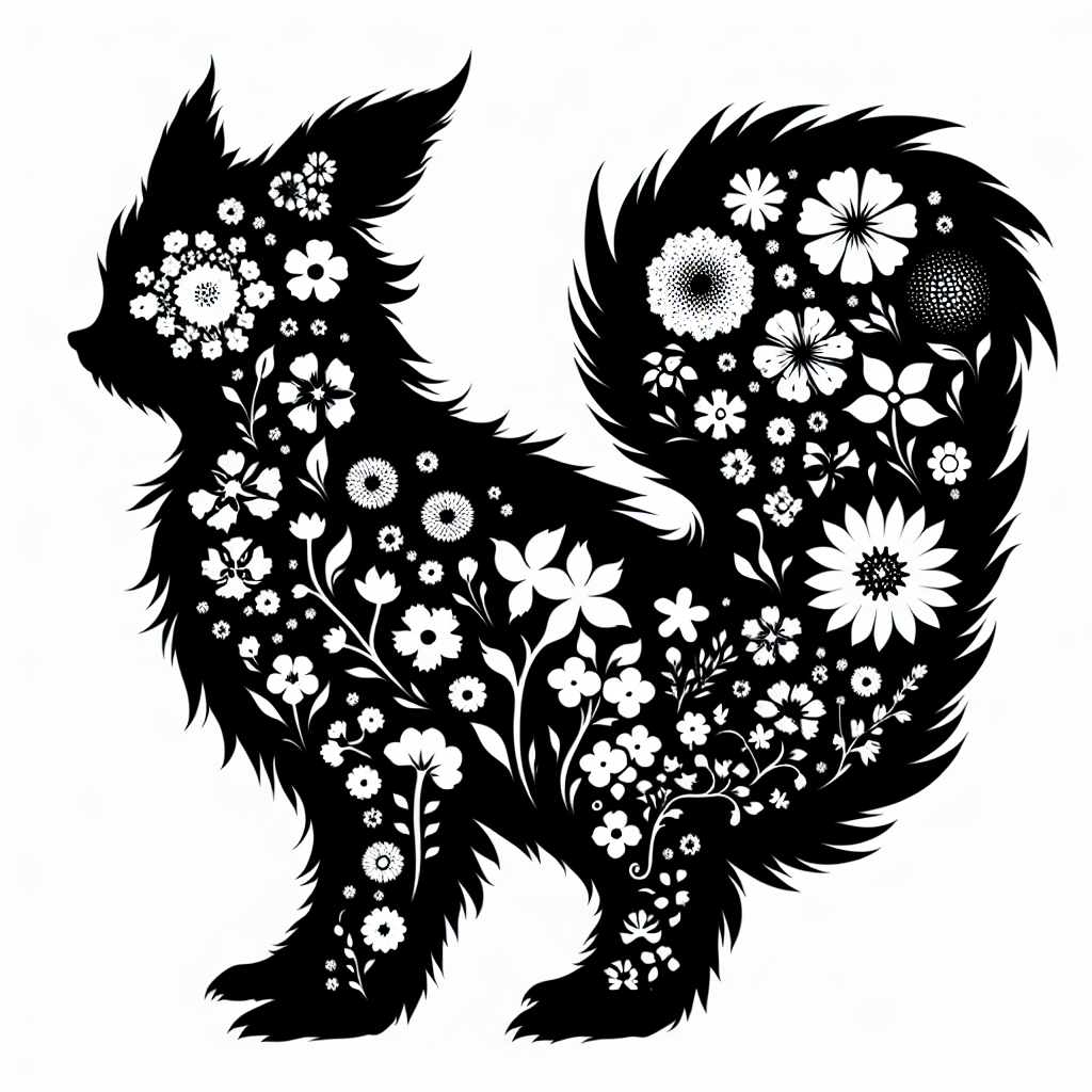 Wildlife & Forest Creatures With Flowers Inside Vector Silhouette