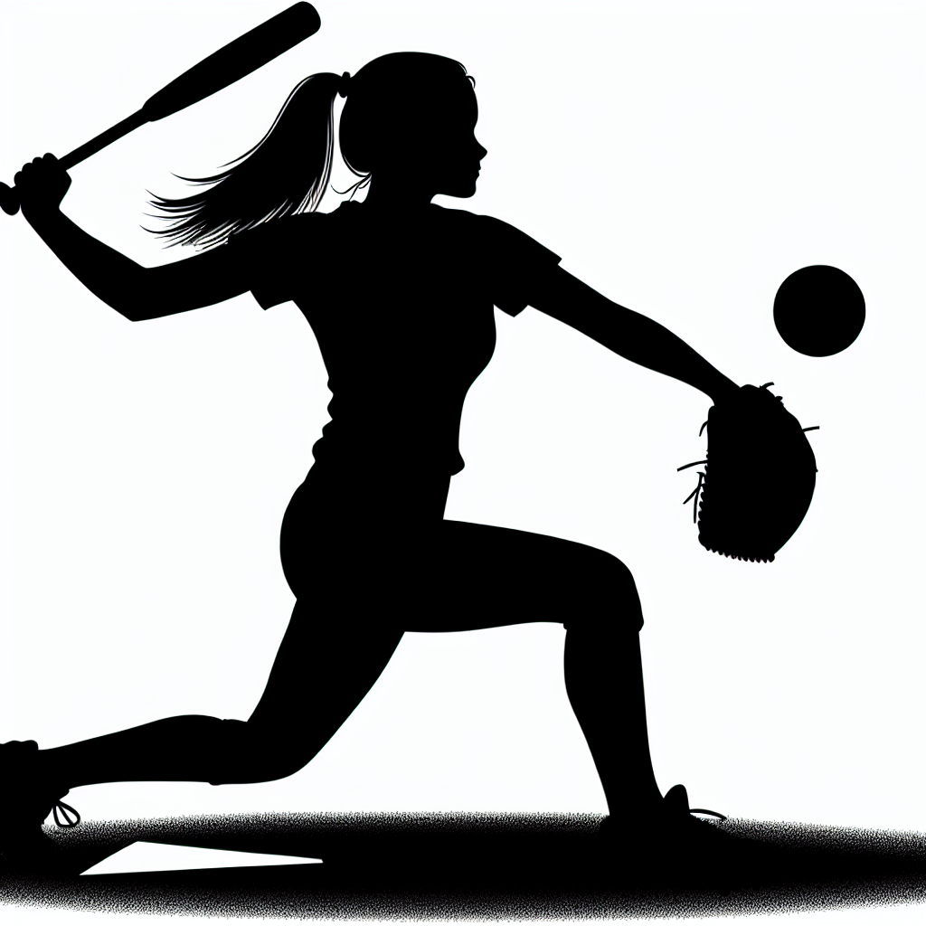 Softball / Sports-playing Girl Silhouettes Vector Silhouette Digital