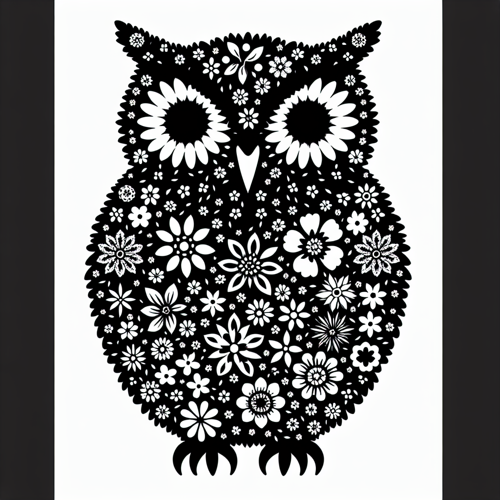 Owl From Flowers Vector Silhouette | High-quality Digital SVG