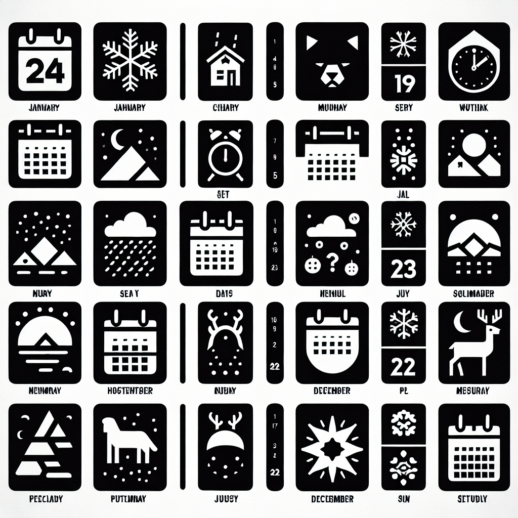 Calendar Icons 12 Pack Vector Silhouette | Digital Download SVG