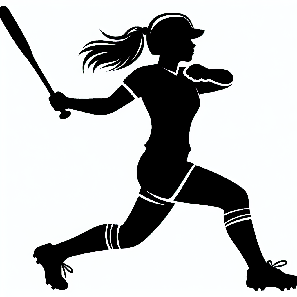 Softball / Sports-playing Girl Silhouettes Vector Silhouette Digital