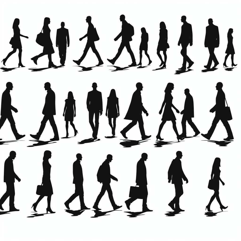 Walking Persons Vector Silhouette | High-quality Digital SVG