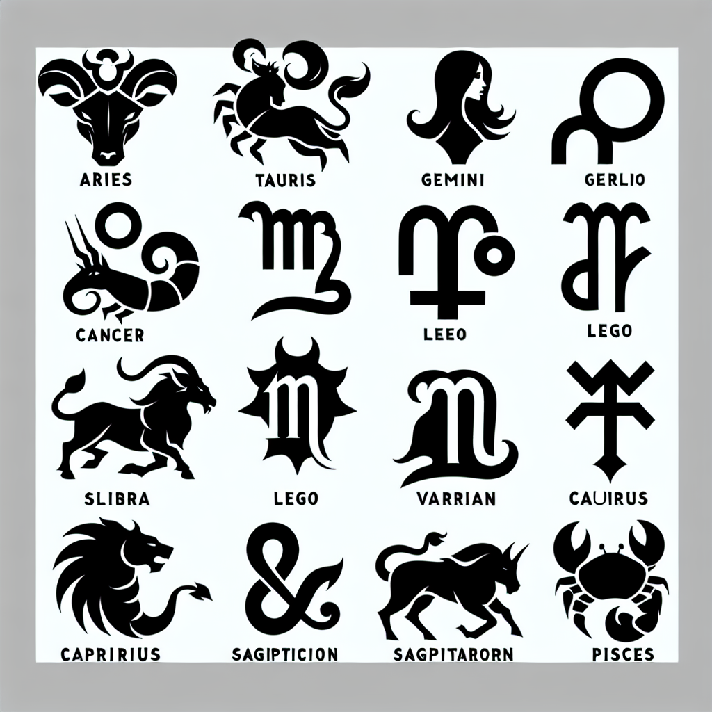 Zodiac Sign 12 Pack Vector Silhouette | Digital Download SVG