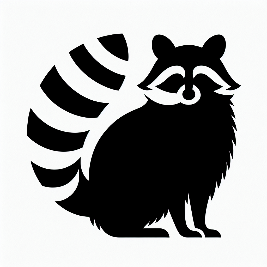 Wildlife & Forest Creatures Raccoon Vector Silhouette Digital Download