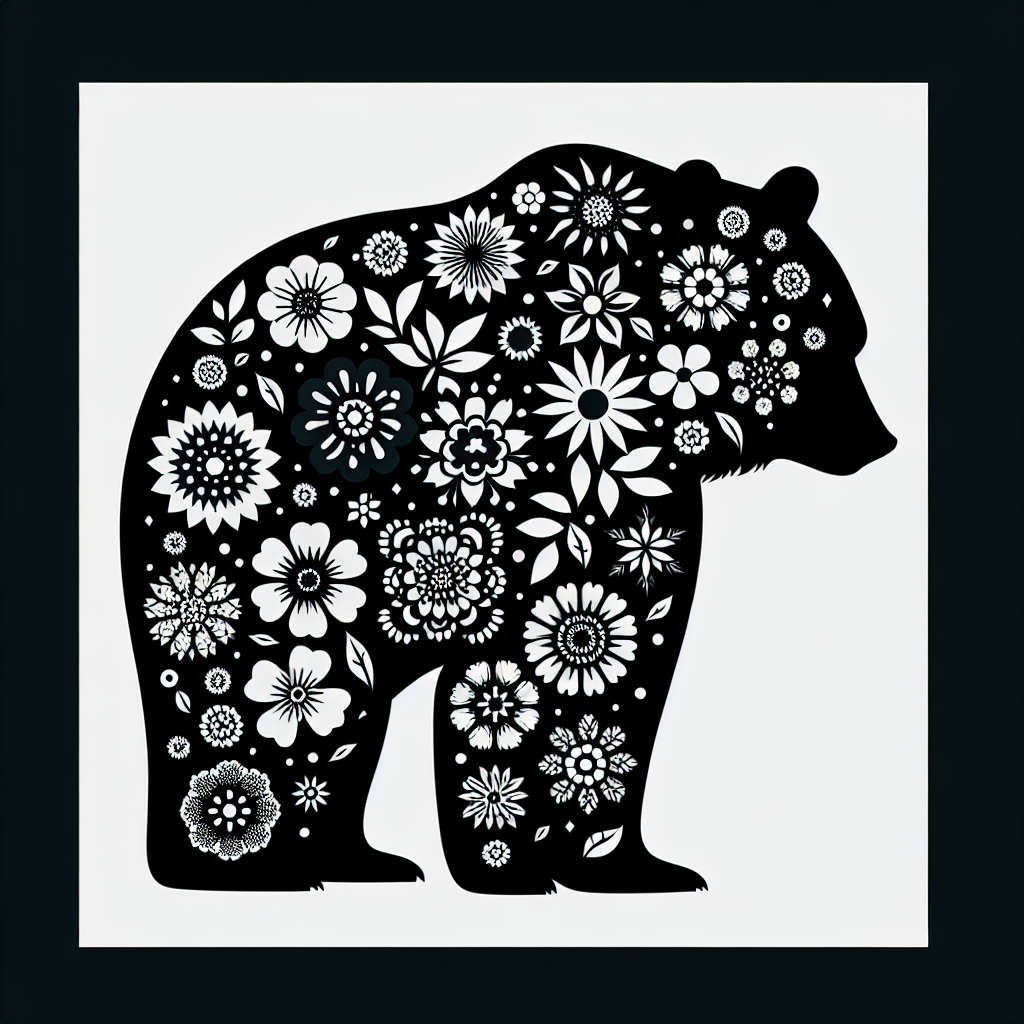 Wildlife & Forest Creatures Bear With Flowers Inside Vector