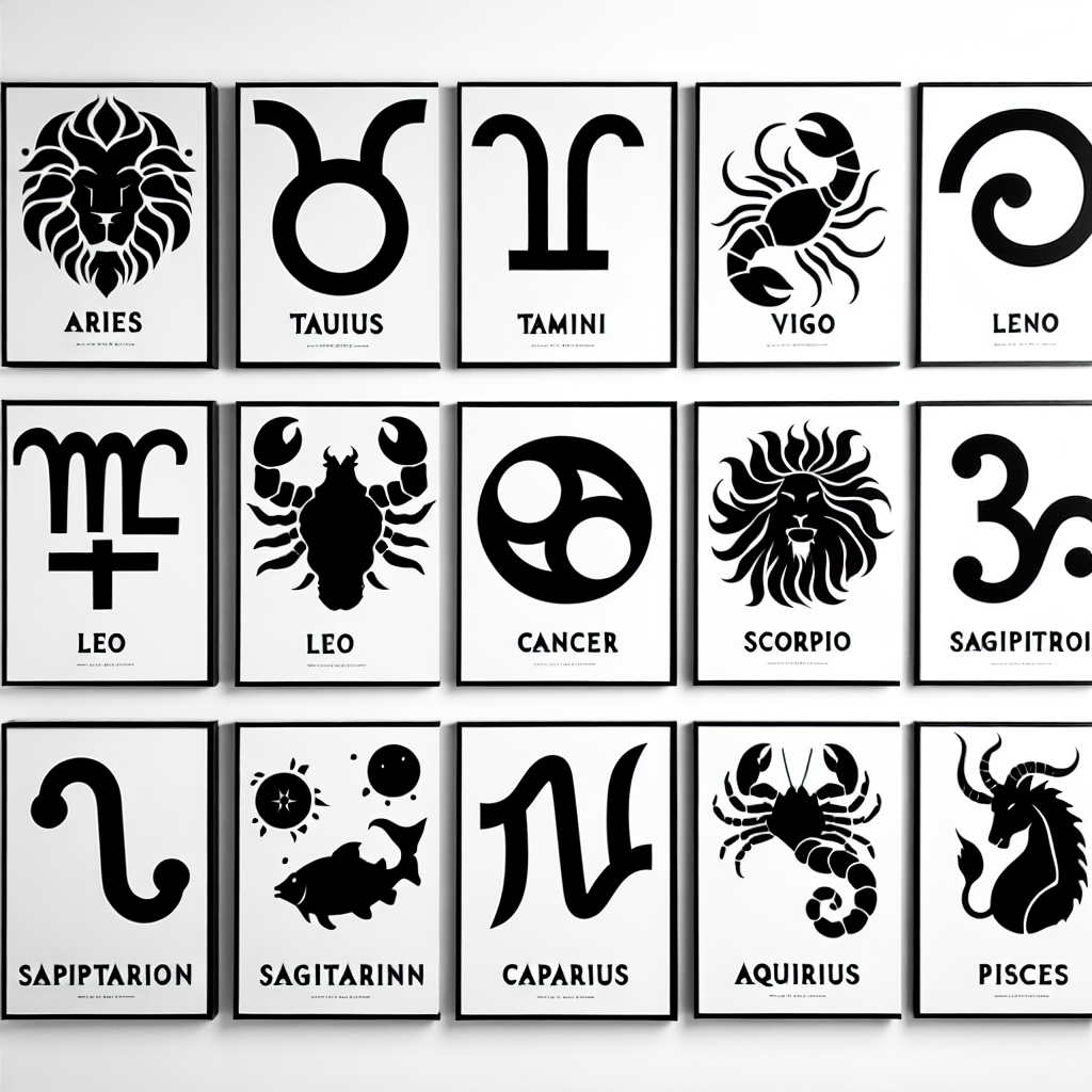 Zodiac Sign 12 Pack Vector Silhouette | Digital Download SVG