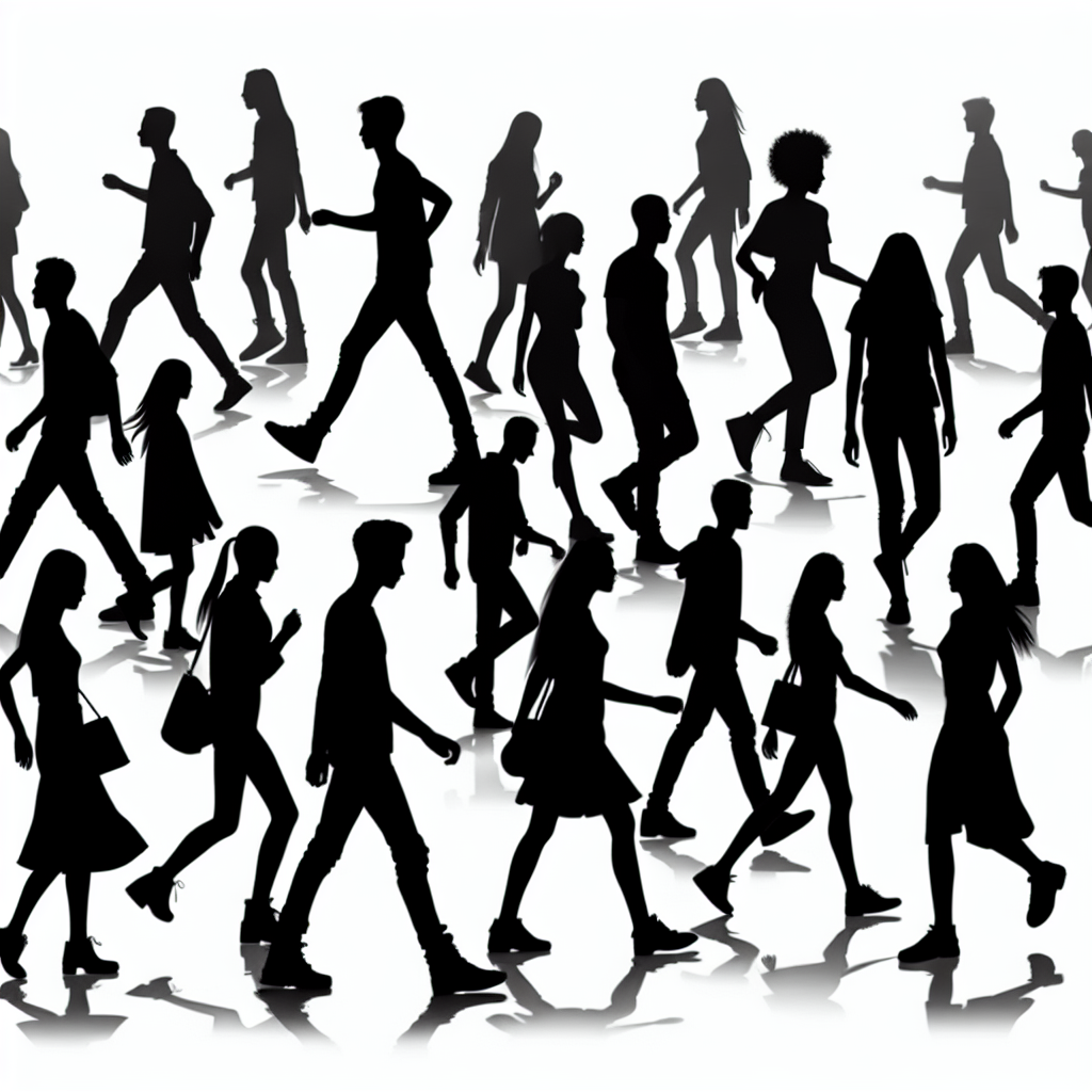 Walking Persons Vector Silhouette | High-quality Digital SVG