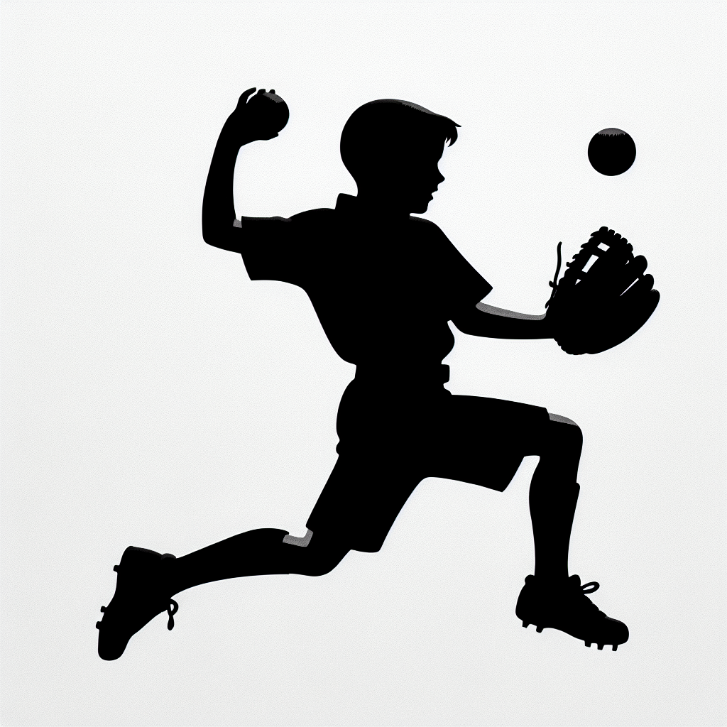 Softball / Sports-playing Boy Silhouettes Vector Silhouette Digital