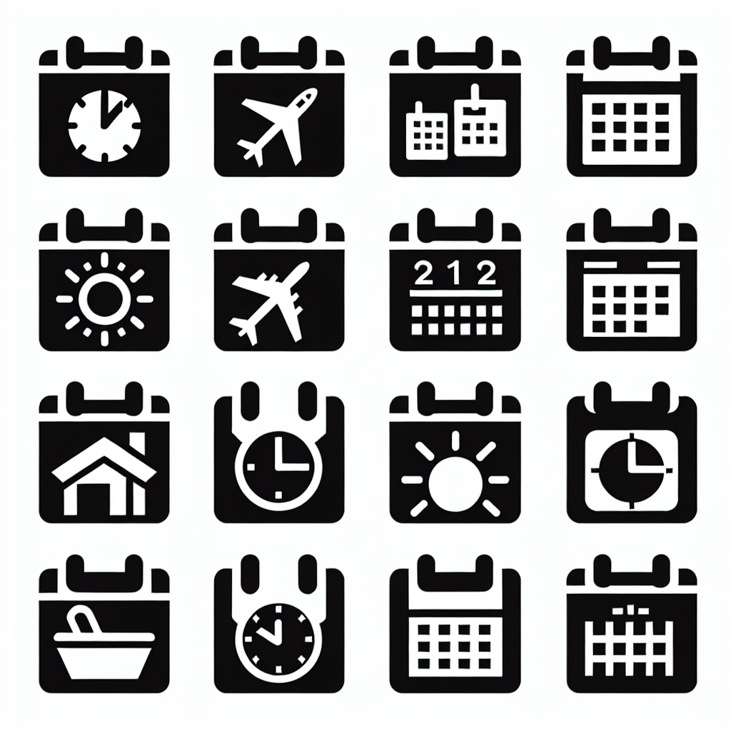 Calendar Icons 12 Pack Vector Silhouette | Digital Download SVG