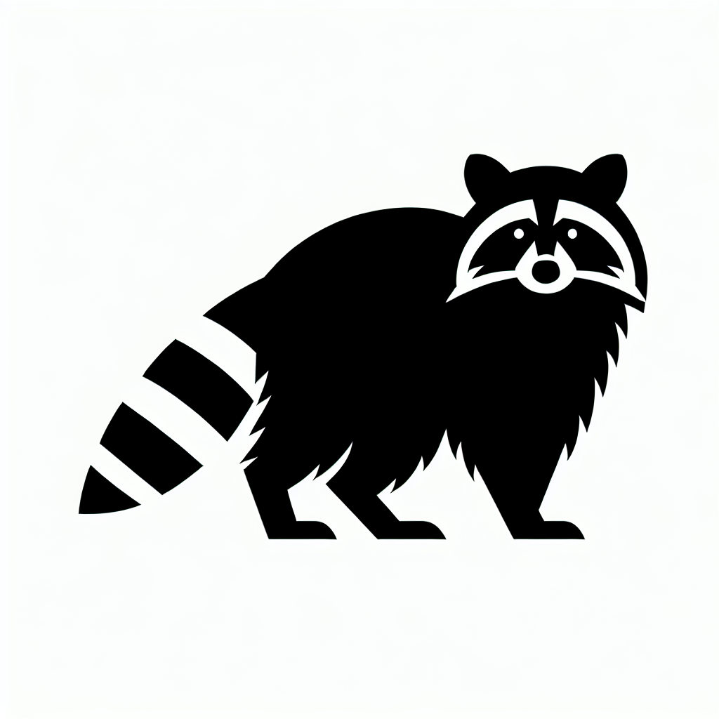 Wildlife & Forest Creatures Raccoon Vector Silhouette Digital Download