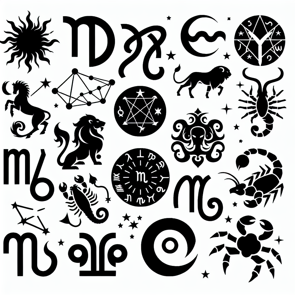 Zodiac Sign 12 Pack Vector Silhouette | Digital Download SVG