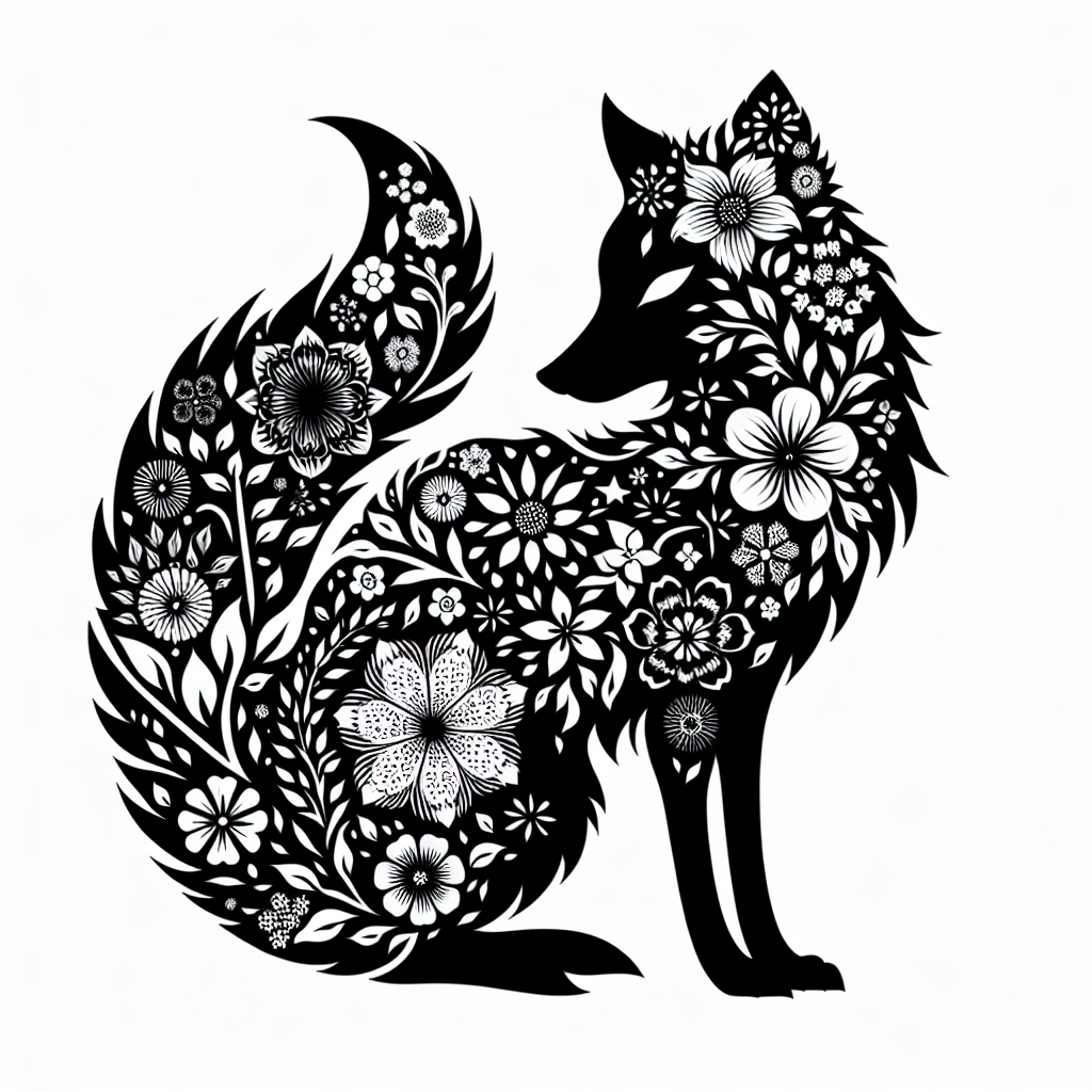 Wildlife & Forest Creatures With Flowers Inside Vector Silhouette