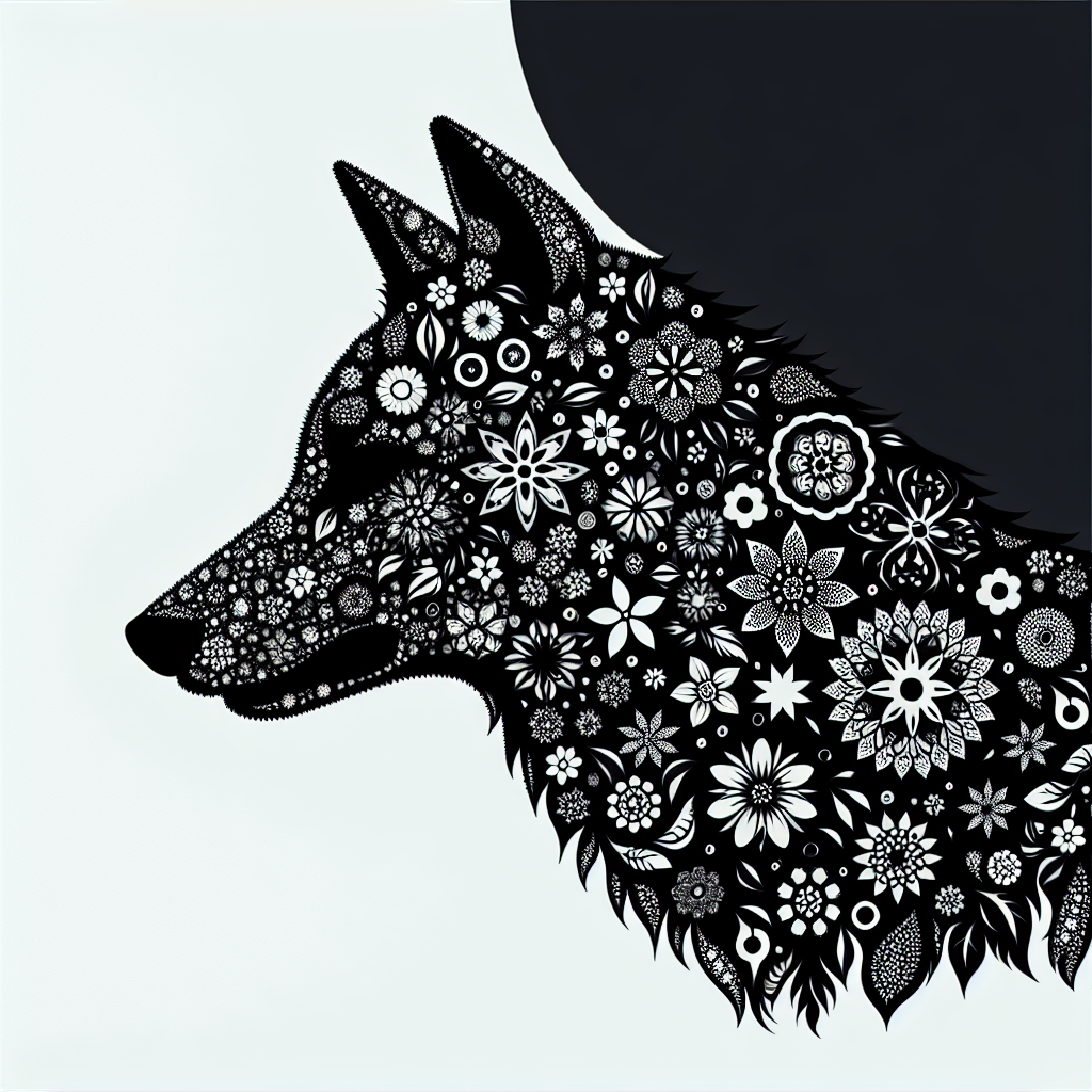 Wildlife Wolf Made From Flowers Vector Silhouette Download | SVG Files