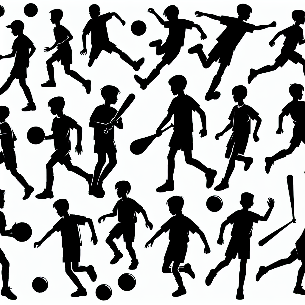 Sports-playing Boy Silhouettes Vector Silhouette Download | SVG Files
