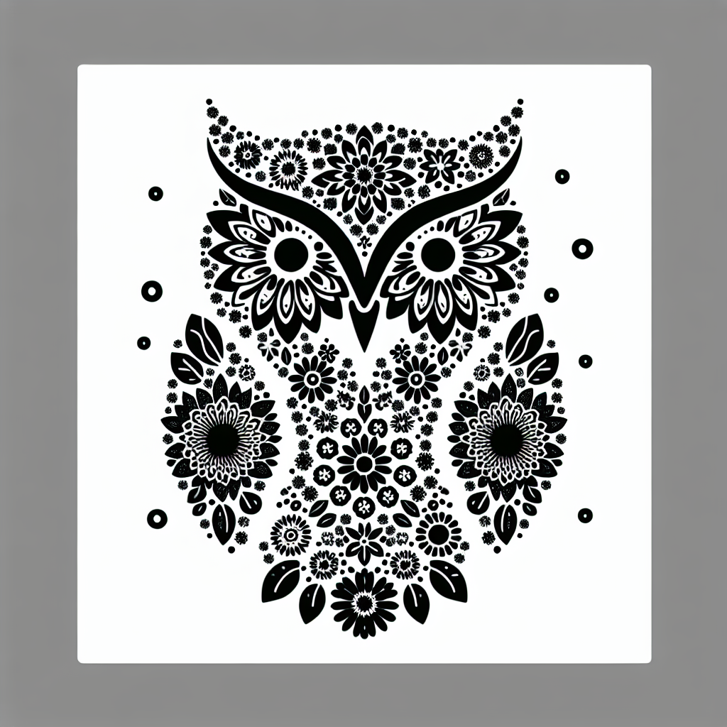 Owl From Flowers Vector Silhouette | High-quality Digital SVG