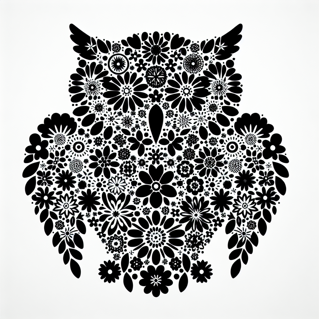 Owl From Flowers Vector Silhouette | High-quality Digital SVG