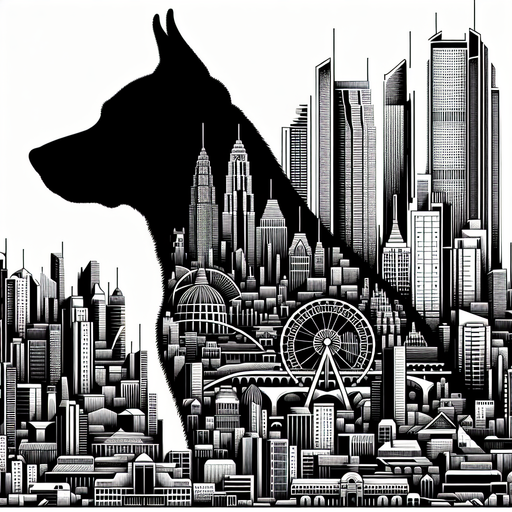 Dog In City Vector Silhouette | Digital Download SVG