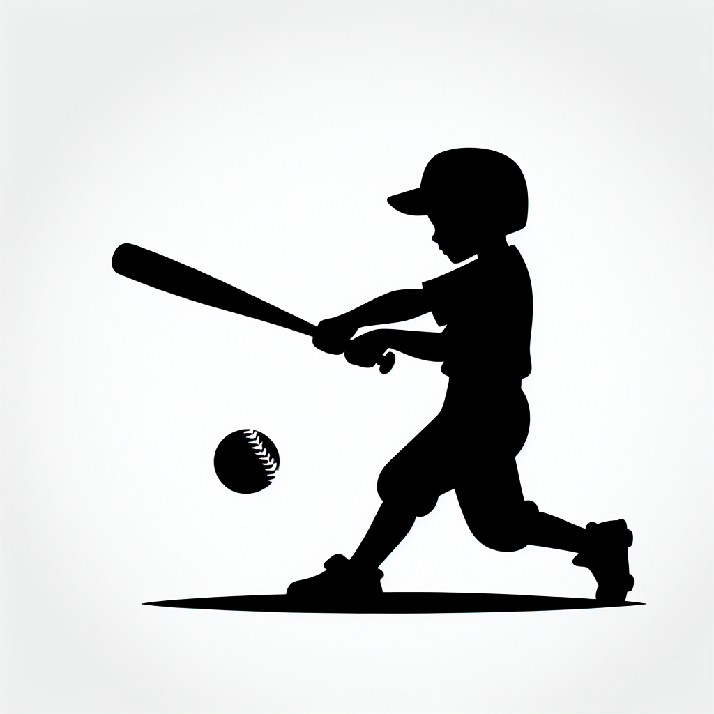 Softball / Sports-playing Boy Silhouettes Vector Silhouette Digital