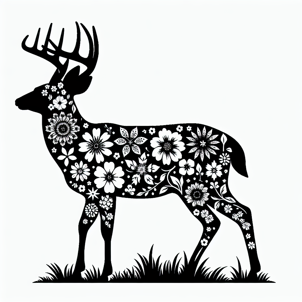 Buck Creatures Made From Flowers Vector Silhouette Digital Download