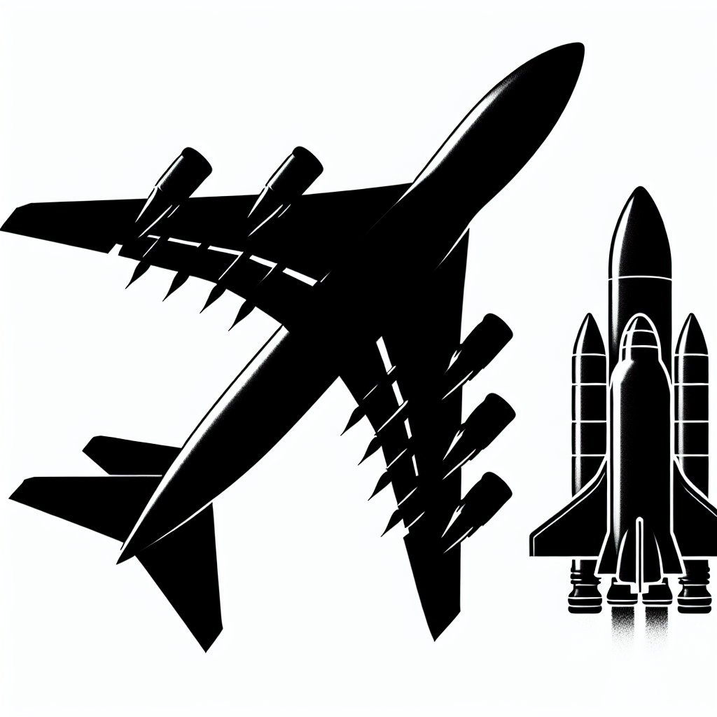 Fantasy Big Plane And Rocket Vector Silhouette | Digital Download SVG