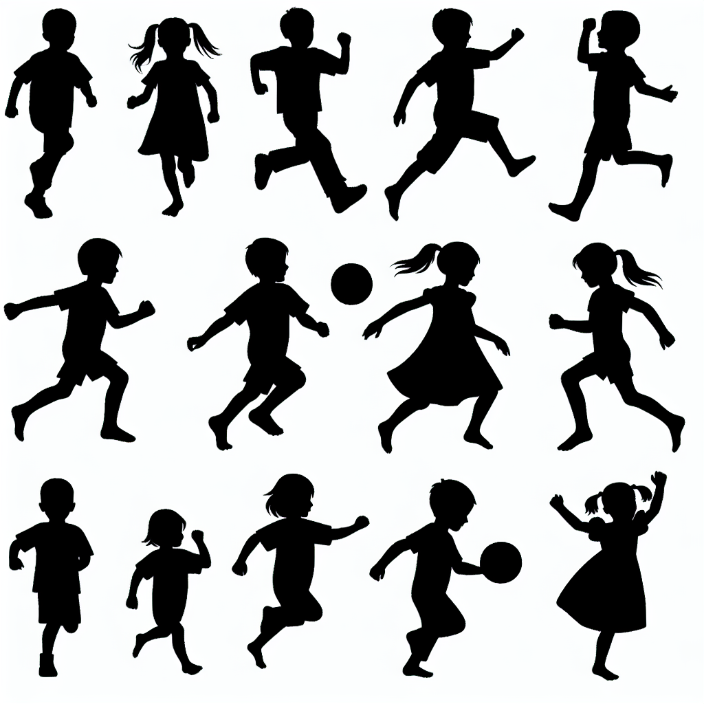 Children Playing Vector Silhouette | High-quality Digital SVG
