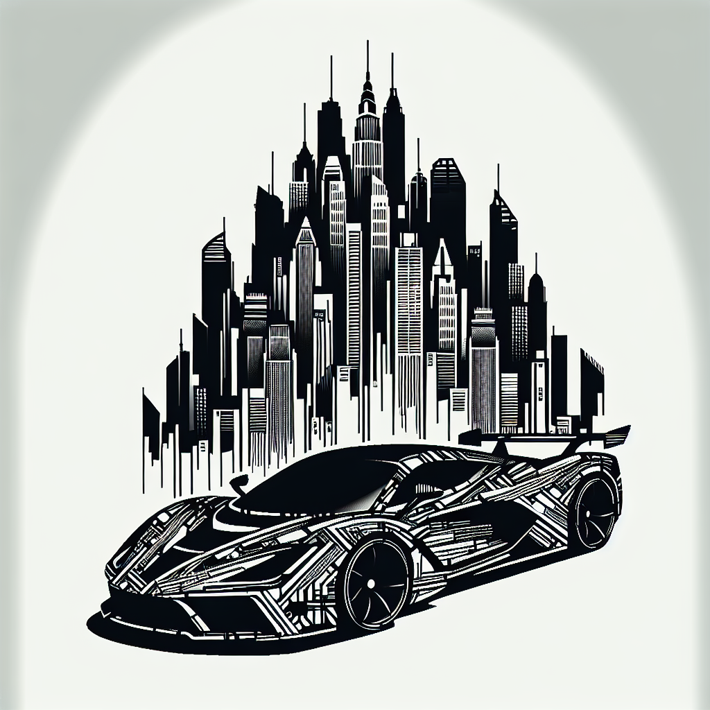 Supercar In City Vector Silhouette | High-Quality Digital SVG