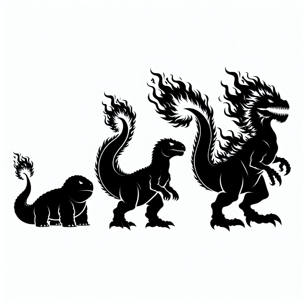 Charmander (pokémon) Evolution Silhouette Vector Silhouette Digital