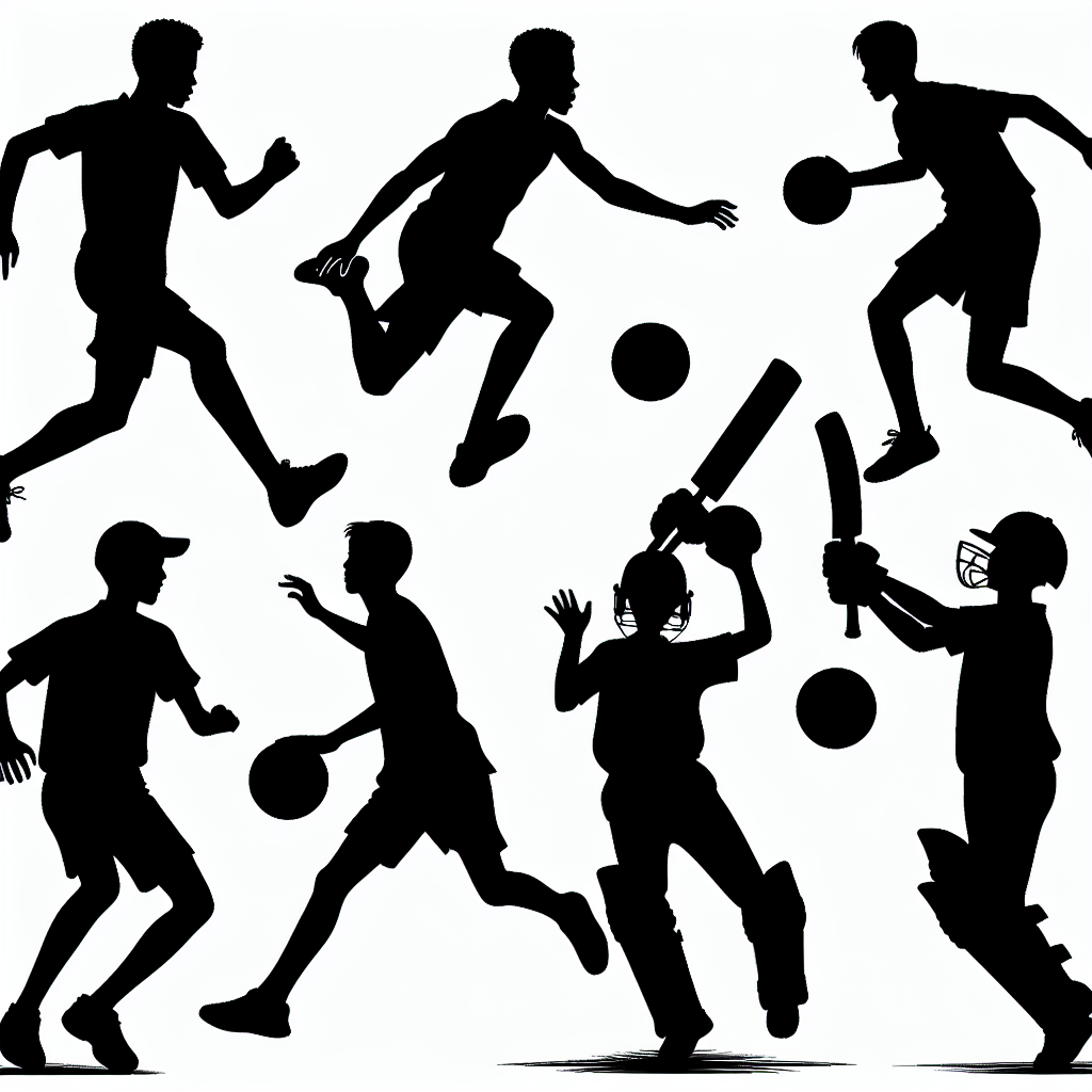 Sports-playing Boy Silhouettes Vector Silhouette Download | SVG Files