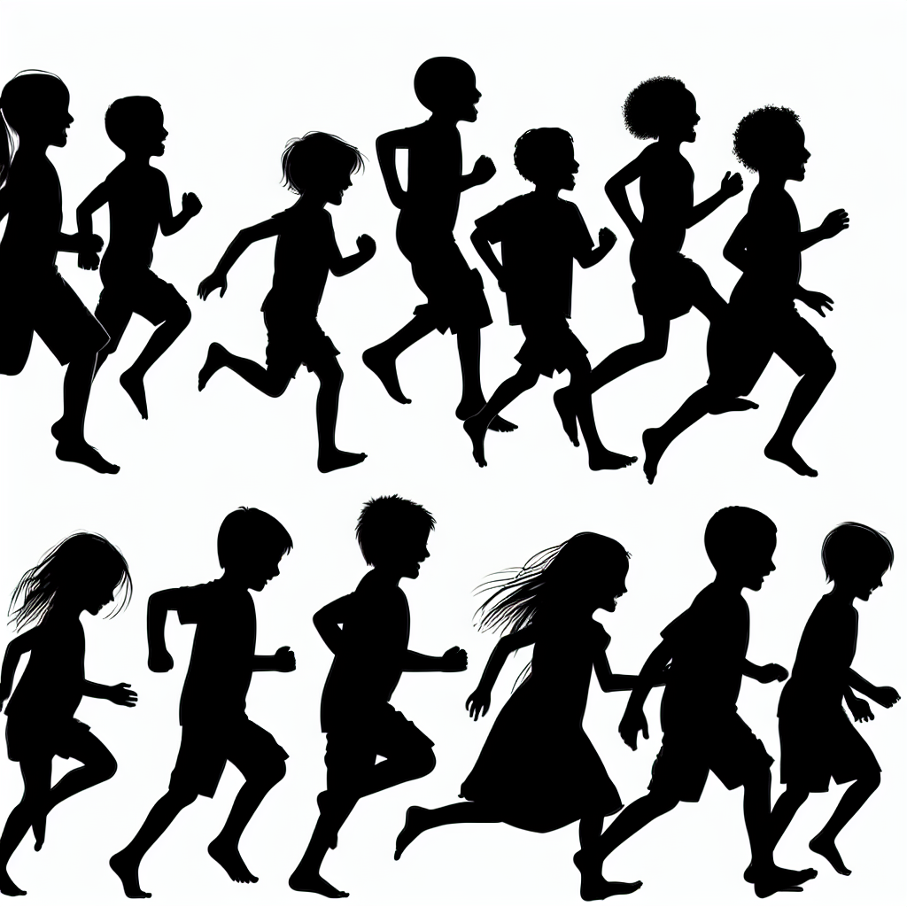 Children Playing Vector Silhouette | High-quality Digital SVG