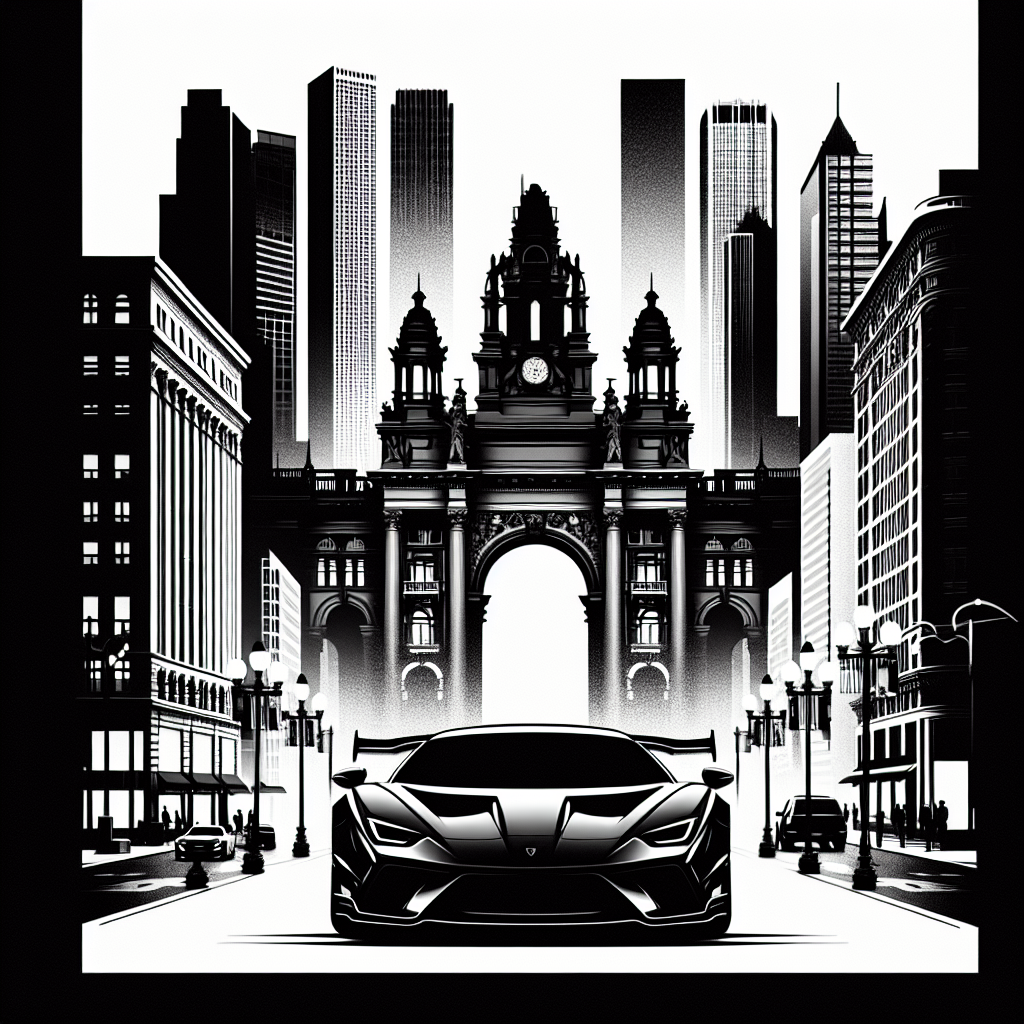Supercar In City Vector Silhouette | High-Quality Digital SVG