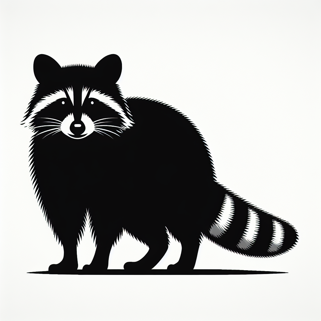 Wildlife & Forest Creatures Raccoon Vector Silhouette Digital Download