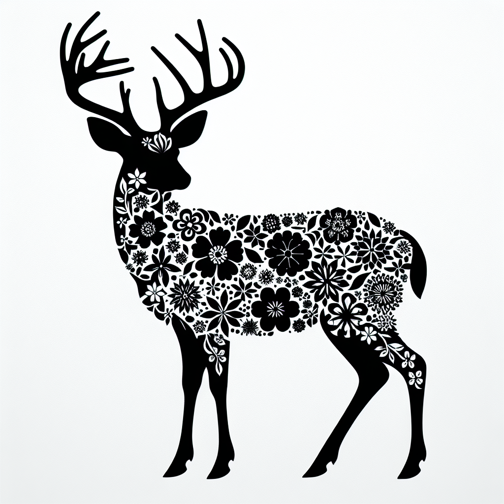 Buck Creatures Made From Flowers Vector Silhouette Digital Download
